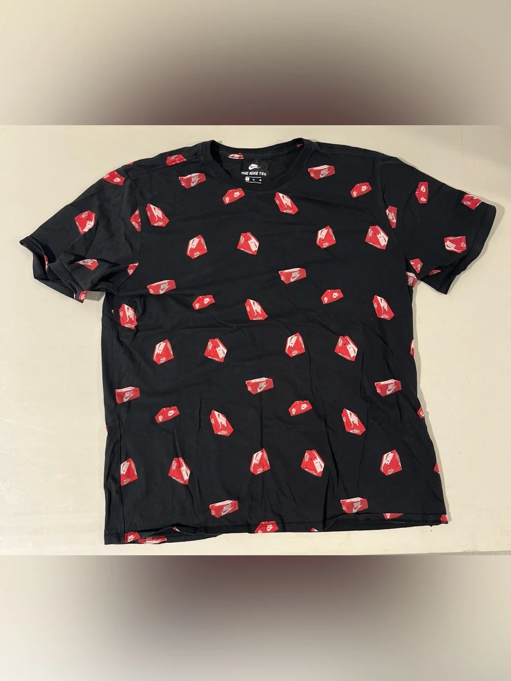 Nike Black Crewneck Tee with Red Box Print